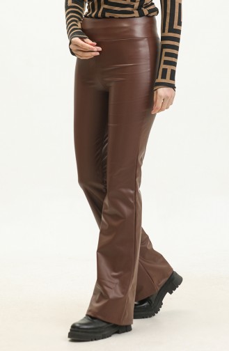 Pantalon Flare En Cuir 20020-05 Tan 20020-05