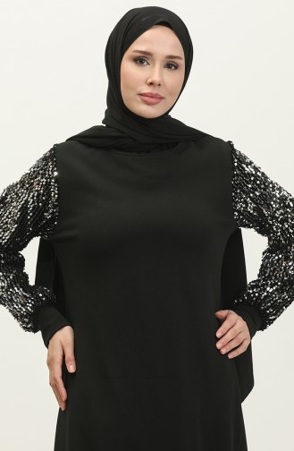 Ensemble Double Robe De Soirée à Paillettes Tunique Pantalon 0318-02 Noir 0318-02