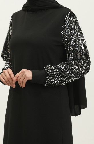 Ensemble Double Robe De Soirée à Paillettes Tunique Pantalon 0318-02 Noir 0318-02