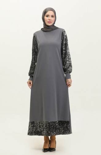 Robe De Soirée A Paillettes 0305-05 Gris 0305-05