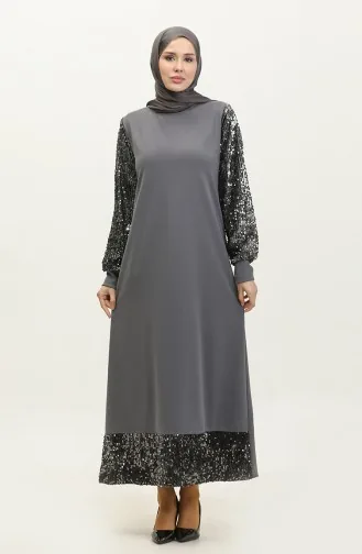 Robe De Soirée A Paillettes 0305-05 Gris 0305-05