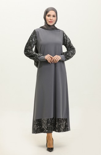 Sequined Evening Dress 0305-05 Gray 0305-05