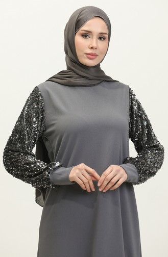 Robe De Soirée A Paillettes 0305-05 Gris 0305-05