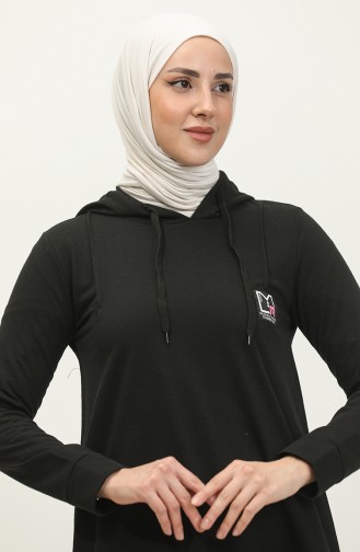 Robe De Sport A Capuche Deux Fils 3019-05 Noir 3019-05