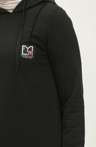 Zweifädiges Sportkleid Mit Kapuze 3019-05 Schwarz 3019-05