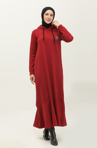 Two Thread Hooded Sports Dress 3019-06 Claret Red 3019-06