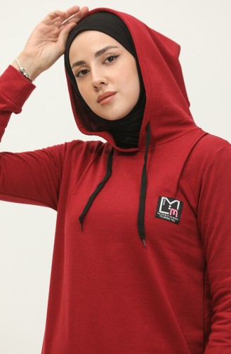 Two Thread Hooded Sports Dress 3019-06 Claret Red 3019-06