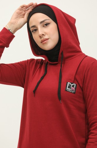 Robe De Sport A Capuche Deux Fils 3019-06 Rouge Claret 3019-06