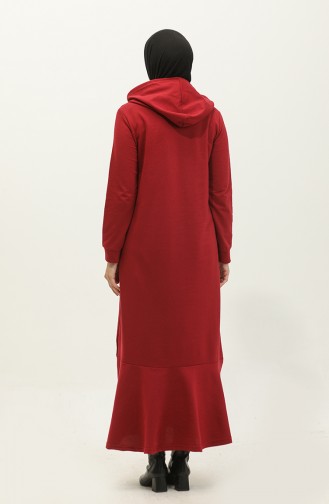 Two Thread Hooded Sports Dress 3019-06 Claret Red 3019-06