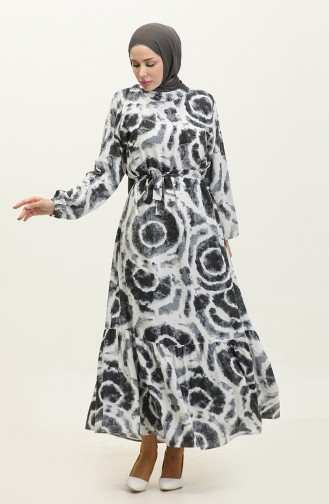 Mihri Viscose Dress 0320-02 Black white 0320-02