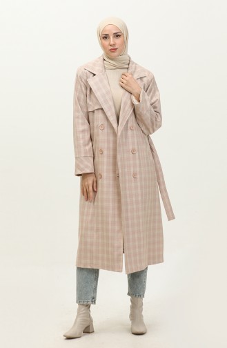 Plaid Trench Coat Powder K338 660