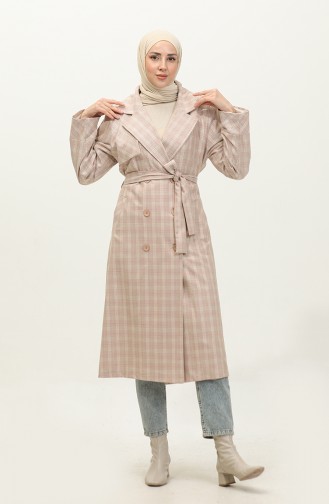 Geruite Trenchcoat Poeder K338 660