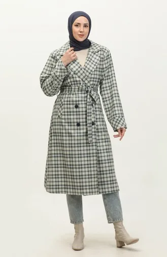 Plaid Trench Coat Gray K338 661