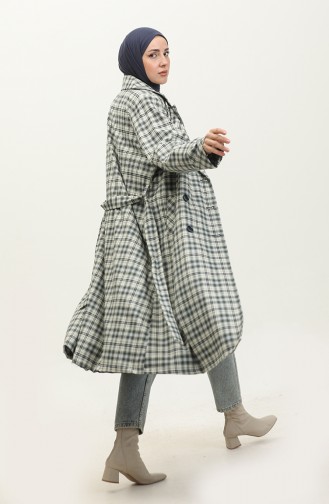 Karierter Trenchcoat Grau K338 661