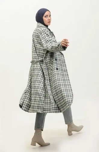 Plaid Trench Coat Gray K338 661