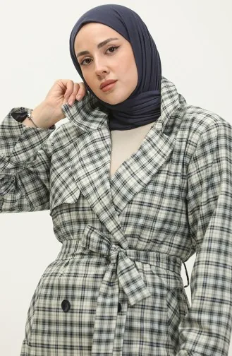 Plaid Trench Coat Gray K338 661