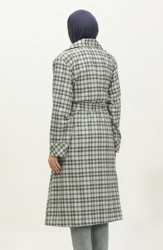 Plaid Trench Coat Gray K338 661
