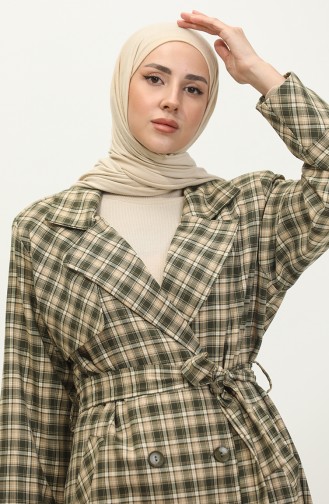 Plaid Trench Coat Green K338 663