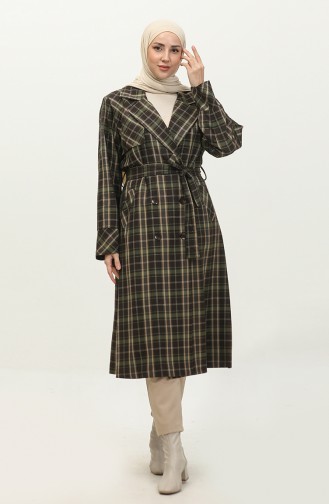 Plaid Trench Coat Brown K338 664