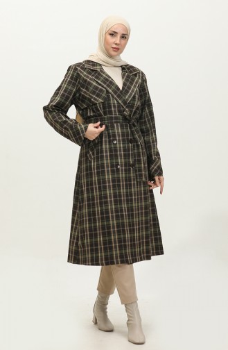 Plaid Trench Coat Brown K338 664