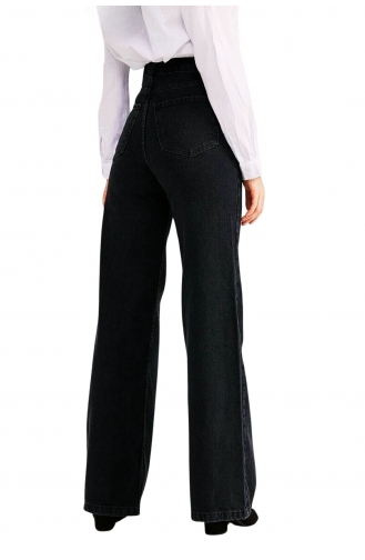 Denim Fabric Palazzo Trousers 4017-01 Smoked 4017-01