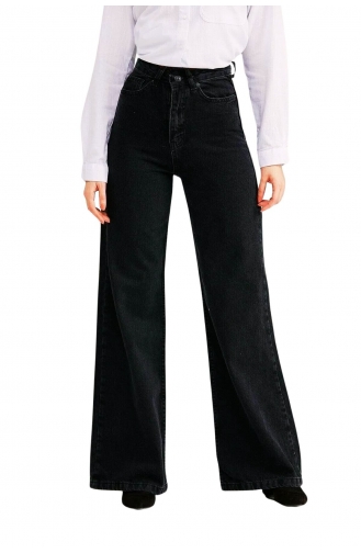 Denim Fabric Palazzo Trousers 4017-01 Smoked 4017-01