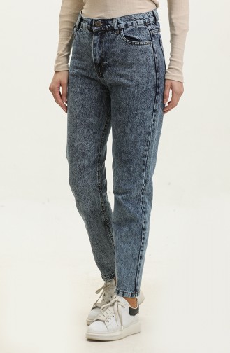 Pantalon Jean Boyfrend Avec Poches 0190-01 Bleu Jean 0190-01