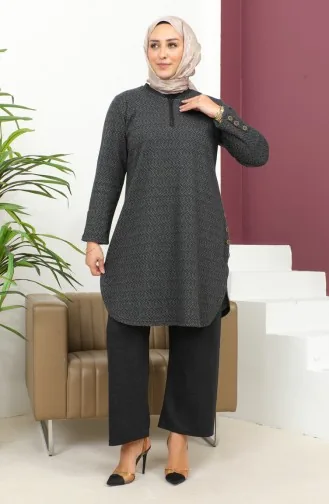 طقم ثنائي منقوش نسائية 2692 -01 أسود 2692-01