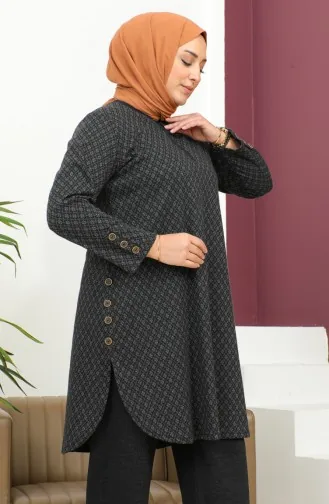 طقم ثنائي منقوش تونيك بنطلون 2692A-01 أسود 2692A-01
