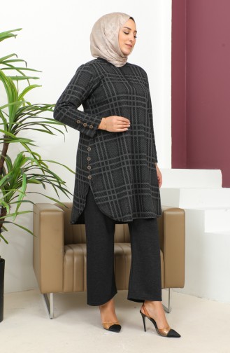 Plaid Pattern Two Piece Suit 2692B-01 Black 2692B-01