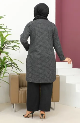 طقم ثنائي منقوش تونيك بنطلون 2692C-01 أسود 2692C-01