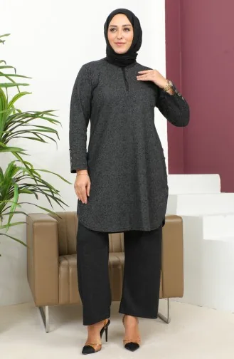 طقم ثنائي نسائية بنقش مربع 2692H-01 أسود 2692H-01