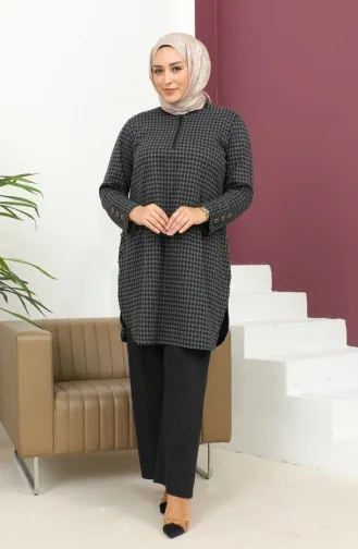 طقم ثنائي منقوش مقاس كبير 2692K-01 أسود 2692K-01