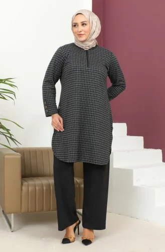 طقم ثنائي منقوش مقاس كبير 2692K-01 أسود 2692K-01
