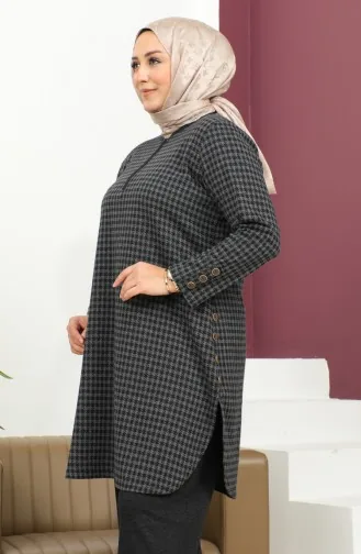طقم ثنائي منقوش مقاس كبير 2692K-01 أسود 2692K-01