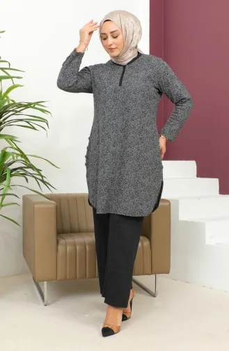 طقم ثنائي منقوش مقاس كبير 2692L-01 أسود 2692L-01