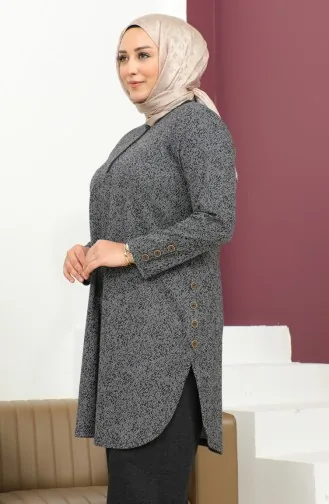 طقم ثنائي منقوش مقاس كبير 2692L-01 أسود 2692L-01