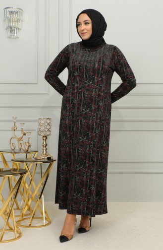 Robe à Motifs Pierre Imprimée Grande Taille 4425-01 Rouge 4425-01