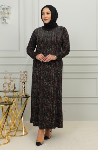 Robe à Motifs Pierre Imprimée Grande Taille 4425-01 Rouge 4425-01