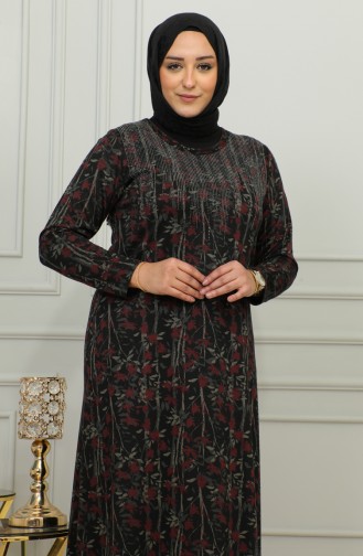 Robe à Motifs Pierre Imprimée Grande Taille 4425-01 Rouge 4425-01