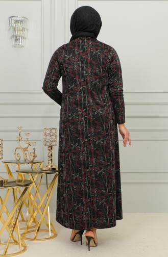 Robe à Motifs Pierre Imprimée Grande Taille 4425-01 Rouge 4425-01