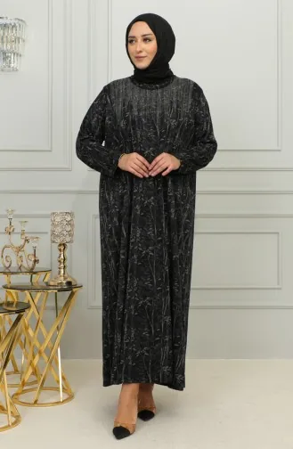 Robe à Motifs Pierre Imprimée Grande Taille 4425-02 Bleu 4425-02