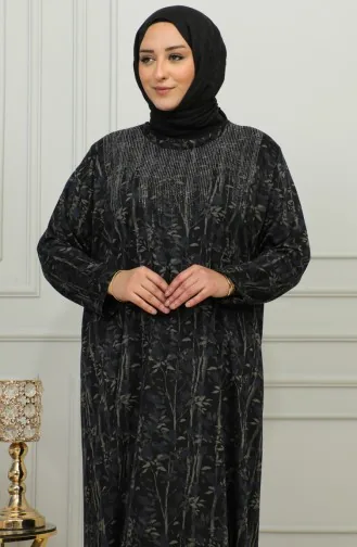 Robe à Motifs Pierre Imprimée Grande Taille 4425-02 Bleu 4425-02
