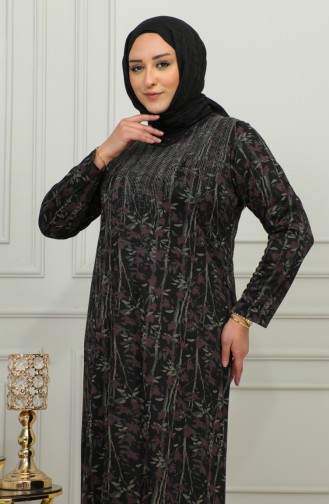 Robe à Motifs Pierre Grande Taille 4425-03 Rose Poudré 4425-03