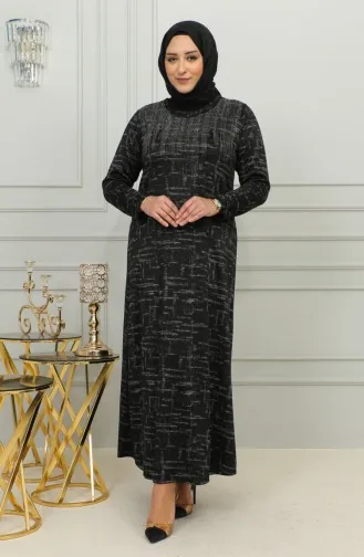 Robe à Motifs Pierre Imprimée Grande Taille 4425A-03 Marron 4425A-03