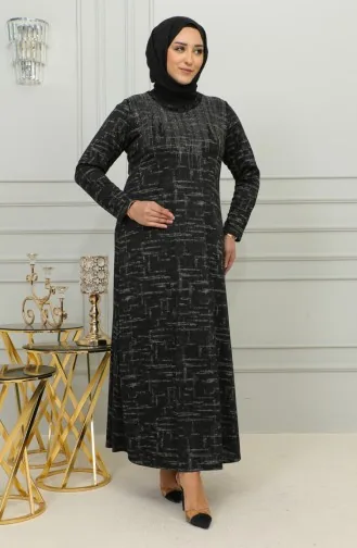 Robe à Motifs Pierre Imprimée Grande Taille 4425A-03 Marron 4425A-03