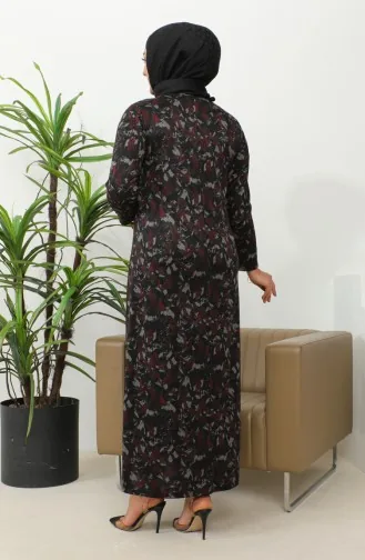 Robe à Motifs Imprimé Pierre Grande Taille 4425B-02 Rouge Claret 4425B-02