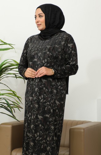 Robe à Motifs Imprimé Pierre Grande Taille 4425B-05 Marron 4425B-05