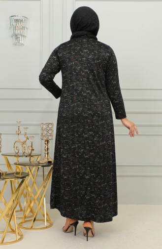 Büyük Beden Taş Baskılı Desenli Elbise 4425C-01 Pembe