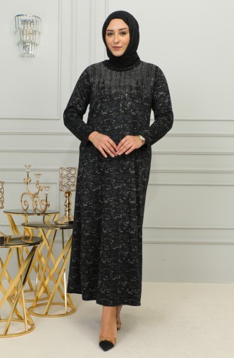 Robe à Motifs Imprimé Pierre Grande Taille 4425C-03 Bleu 4425C-03